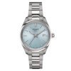 Reloj Tissot PR 100 en acero con esfera celeste, 34 mm, T1502101135100.
