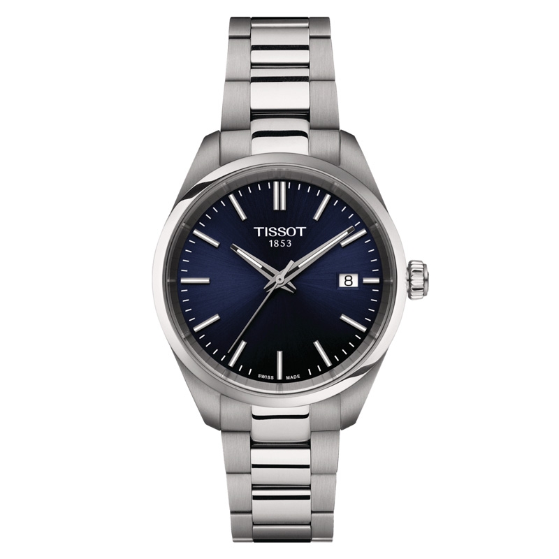 Reloj Tissot PR 100 en acero, esfera azul y 34 mm de caja, T1502101104100.