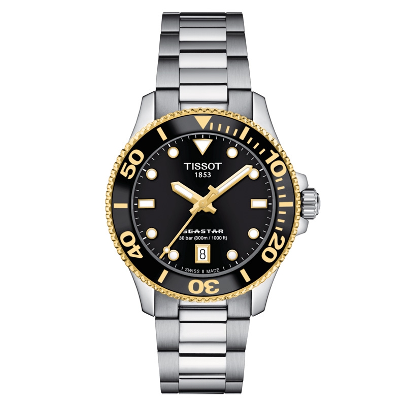 Reloj Tissot Seastar 1000 36 mm esfera negra y detalles dorados, T1202102105100. Reloj Tissot Seastar 1000 36 mm esfera negra y detalles dorados, T1202102105100.