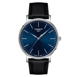 Reloj Tissot EveryTime esfera azul y correa negra 40 mm, T1434101604100.