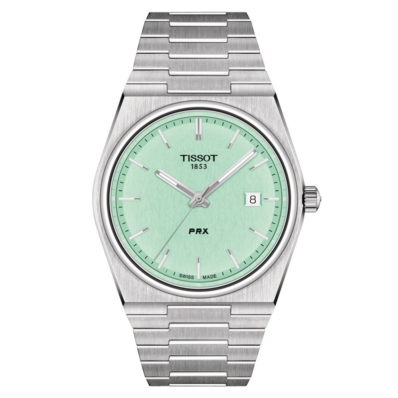 Reloj Tissot PRX de hombre y esfera verde claro, 40 mm, T1374101109101.