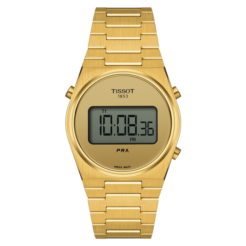 Reloj Tissot PRX digital y en acero PVD dorado 35 mm, T372633302000.