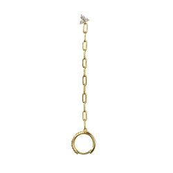 Pendiente suelto con cadena y circonitas en plata dorada de Salvatore Plata, 213A0527.