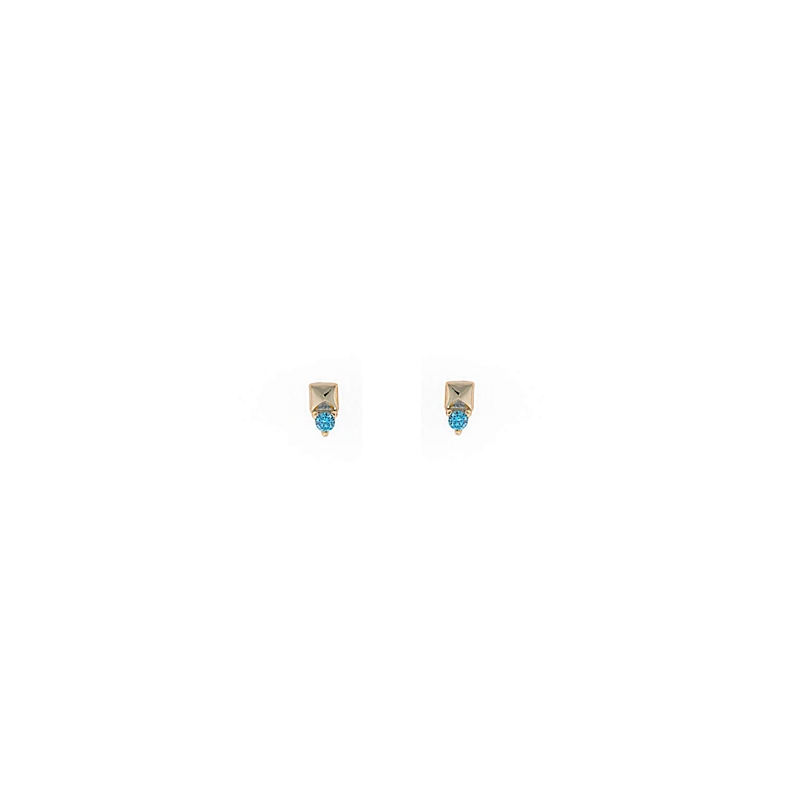Pendientes en plata dorada con circonita celeste de Salvatore Plata, 213A0471.