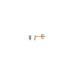 Pendientes en plata dorada con circonita celeste de Salvatore Plata, 213A0471.