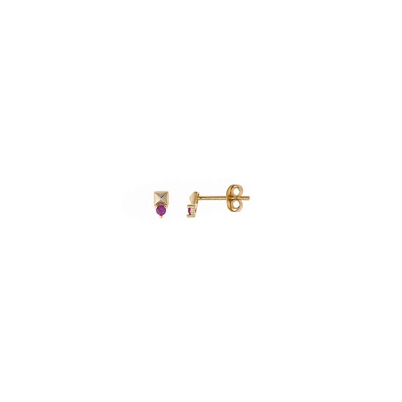 Pendientes en plata dorada y circonitas rojas de Salvatore Plata, 213A0470.