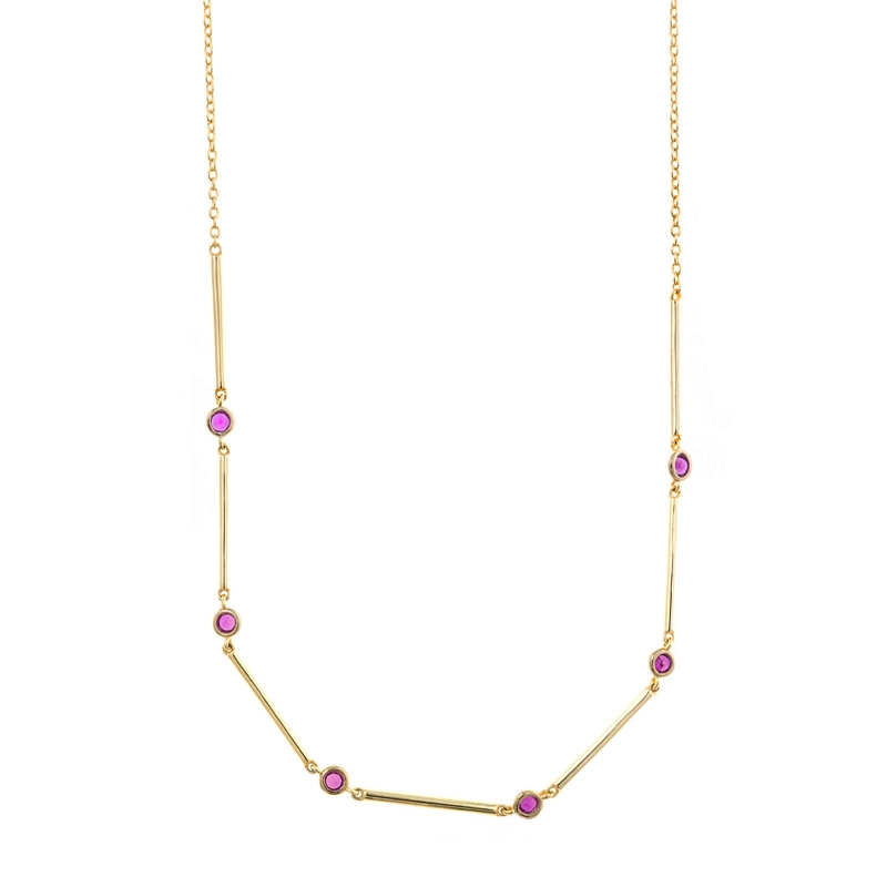 Gargantilla en plata dorada y circonitas rojas de Salvatore Plata, 213C0163.