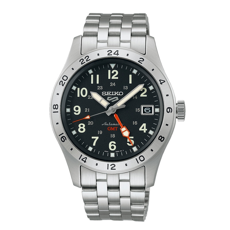 Reloj Seiko 5 Sport Field automático con GMT y esfera negra, SSK023K1.