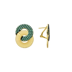 Pendientes dorados con circontias verdes Krull de Luxenter, SGEX255907.