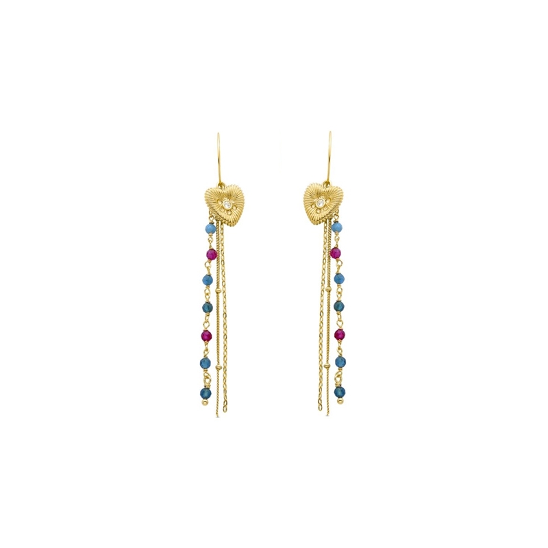 Pendientes de plata dorada y cristal multicolor de Luxenter, EXA613YC20.