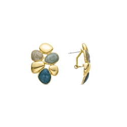 Pendientes grandes dorados con piedras azules de Luxenter, SGEU022640.