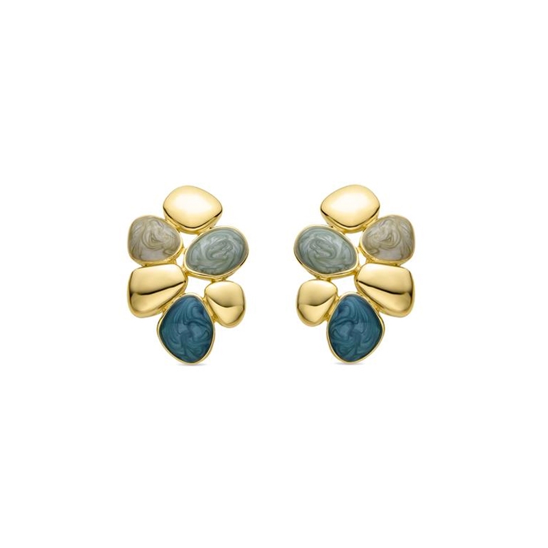 Pendientes grandes dorados con piedras azules de Luxenter, SGEU022640.