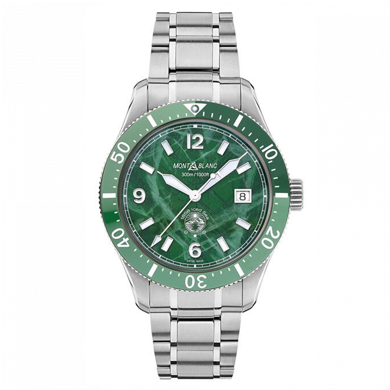 Reloj Montblanc 1858 Iced Sea Automatic Date acero esfera verde, 129373.