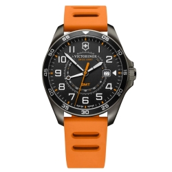 Reloj Victorinox Fieldforce GMT negro con correa naranja, V241897.