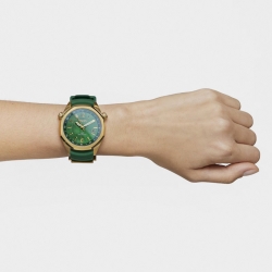 Reloj Tous Now automático con GMT dorado y correa verde, 3000133600.