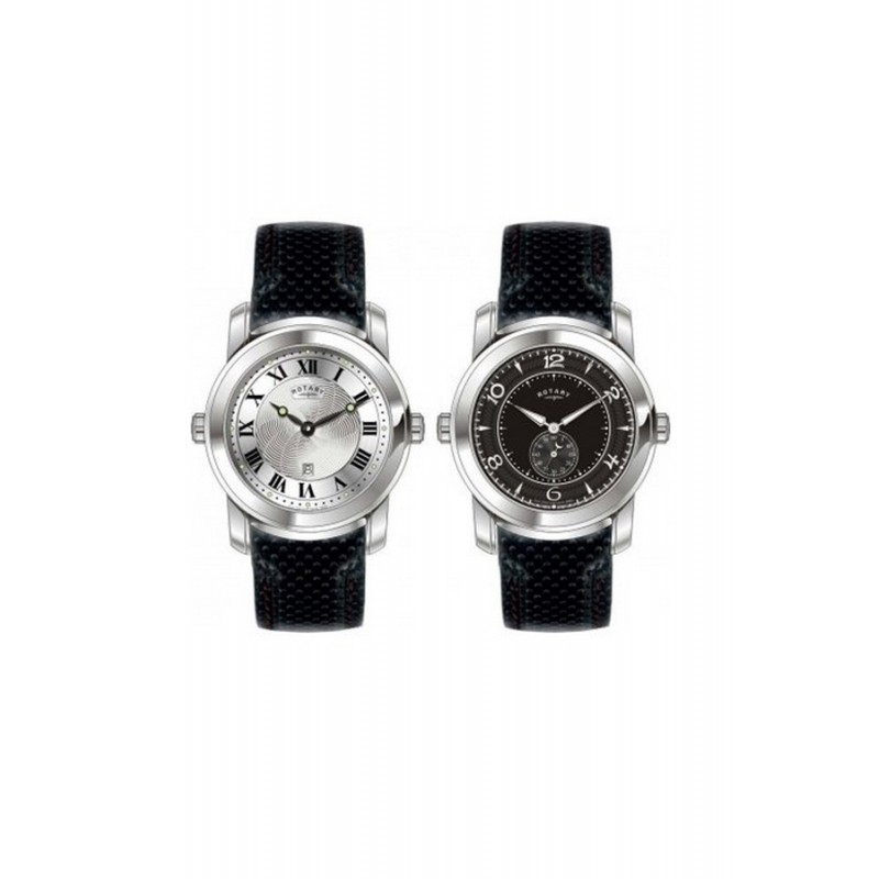 Reloj Rotary de hombre reversible correa piel negra GS90026/21/19