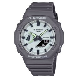 Reloj G-Shock en gris oscuro y esfera luminiscente blanca, GA-2100HD-8AER.