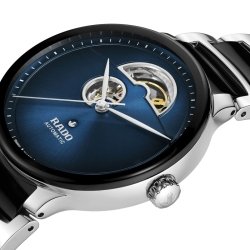 Reloj Rado Centrix automático Open Heart y esfera azul, R30012202.