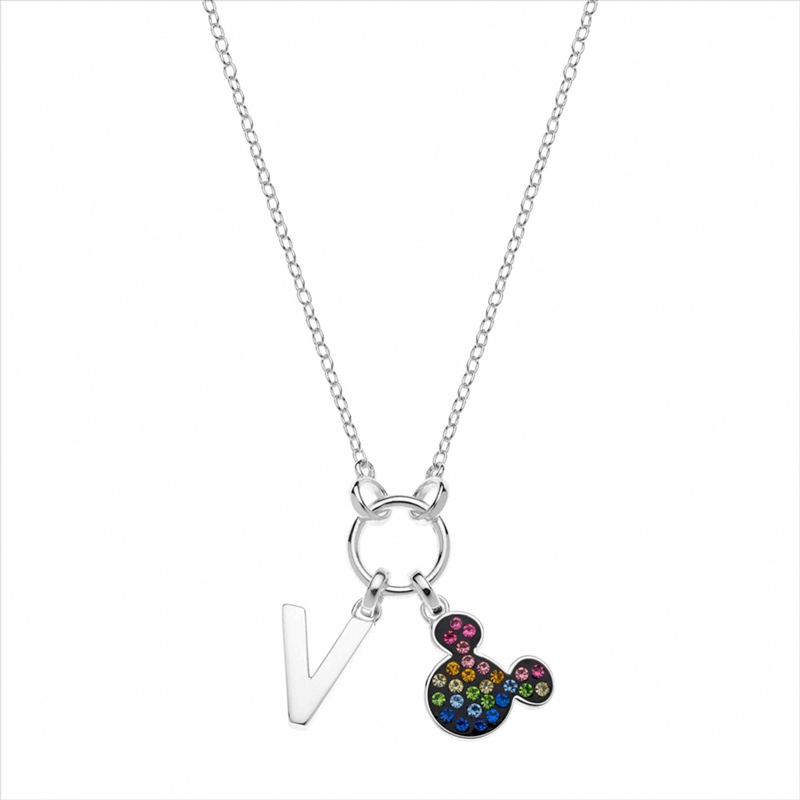 Colgante en plata Disney letra V y Mickey multicolor, NS00013SRML-V.CS.