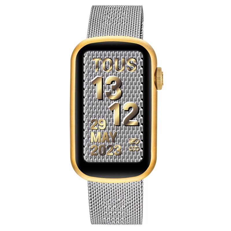 Reloj inteligente Tous T-Band acero y dorado con malla milanesa, 3000132600.