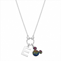 Colgante en plata Disney letra E y Mickey multicolor, NS00013SRML-E.CS.