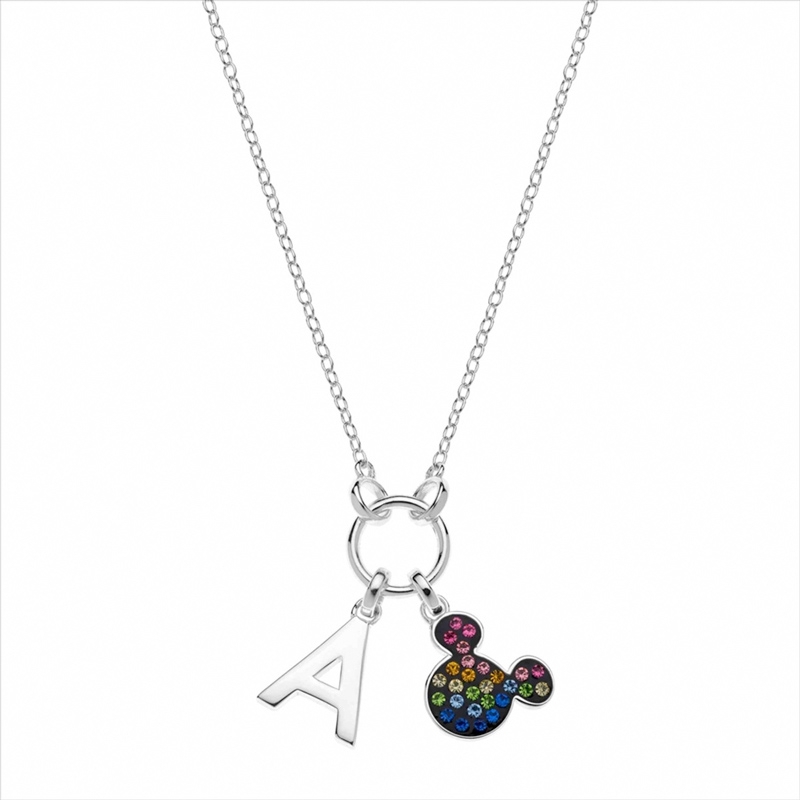 Colgante en plata Disney letra A y Mickey multicolor, NS00013SRML-A.CS.