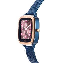 Reloj inteligente Tous D-Connect acero IPRG rosado y correa milanesa azul, 300358086.