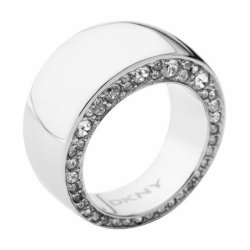 Anillo ancho de acero DKNY para mujer con circonitas NJ17990405