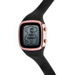 Reloj Tous B-Time smartwatch para mujer en acero con acabado IRPG rosado y negro junto a correa de silicona negra, 3000132900.