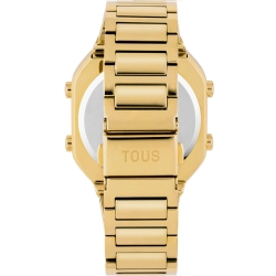 Reloj Tous D-BEAR digital para mujer en acero IPG dorado con circonitas y detalles verdes, 3000130700.