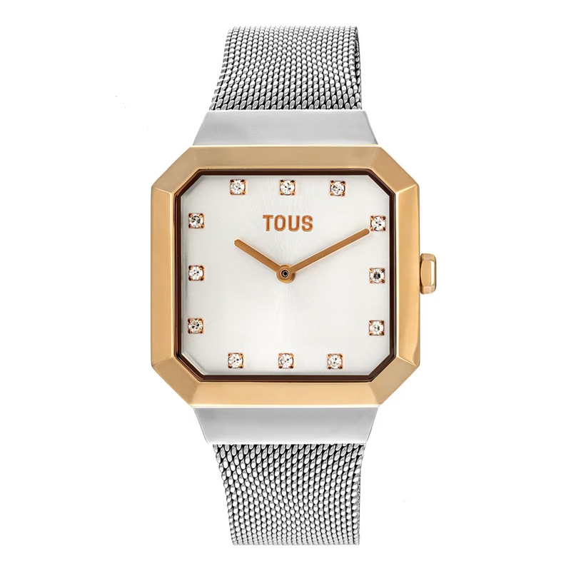 Reloj Tous Karat Squared de mujer acero y rosado con circonitas, 300358060.