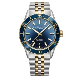 Reloj Raymond Weil Freelancer Diver bicolor con esfera azul, 2775-SP3-50051.