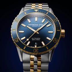 Reloj Raymond Weil Freelancer Diver bicolor con esfera azul, 2775-SP3-50051.