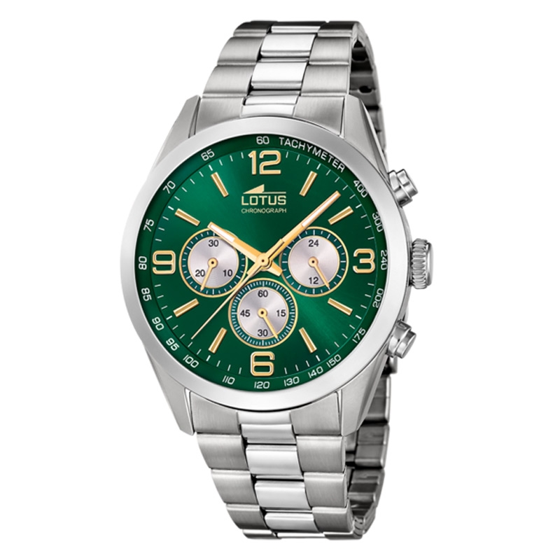 Reloj Lotus Minimalist de hombre, esfera verde y detalles dorados, 18152/H.