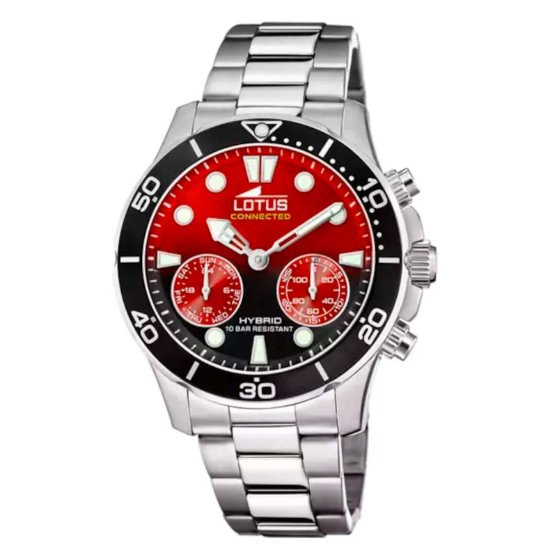 Reloj Lotus Connected Hybrid de hombre en acero con esfera roja, 18800/7.