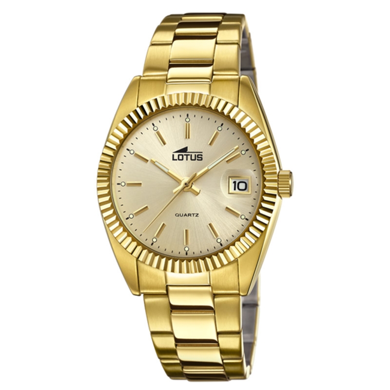 Reloj Lotus Excellent de hombre dorado con bisel dentado, 15799/2.