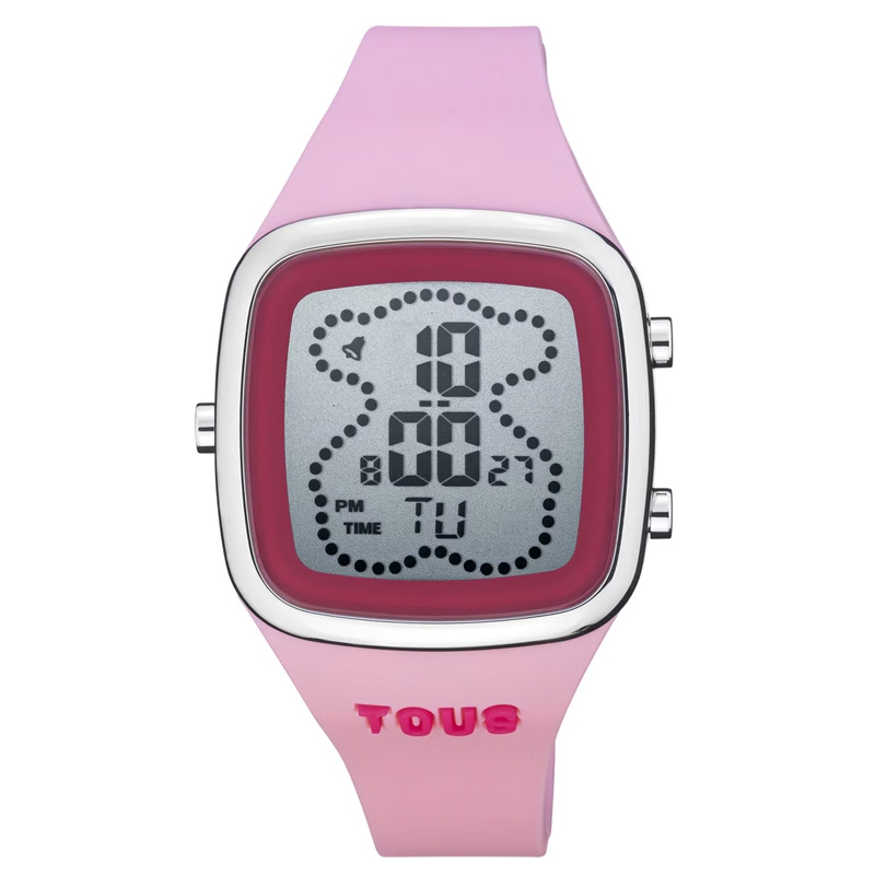 Reloj Tous B Time digital en acero y correa silicona rosa 3000131400