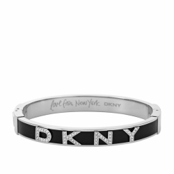 Pulsera DKNY en forma de aro de acero y esmalte negro, logo NJ1885040