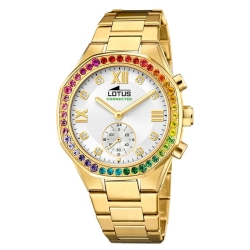 Reloj Lotus Connected de mujer dorado y circonitas multicolor, 18925/5.