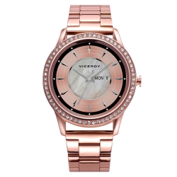 Reloj intiligente Viceroy SmartPro rosado con circonitas y correa extra, 41102-79.