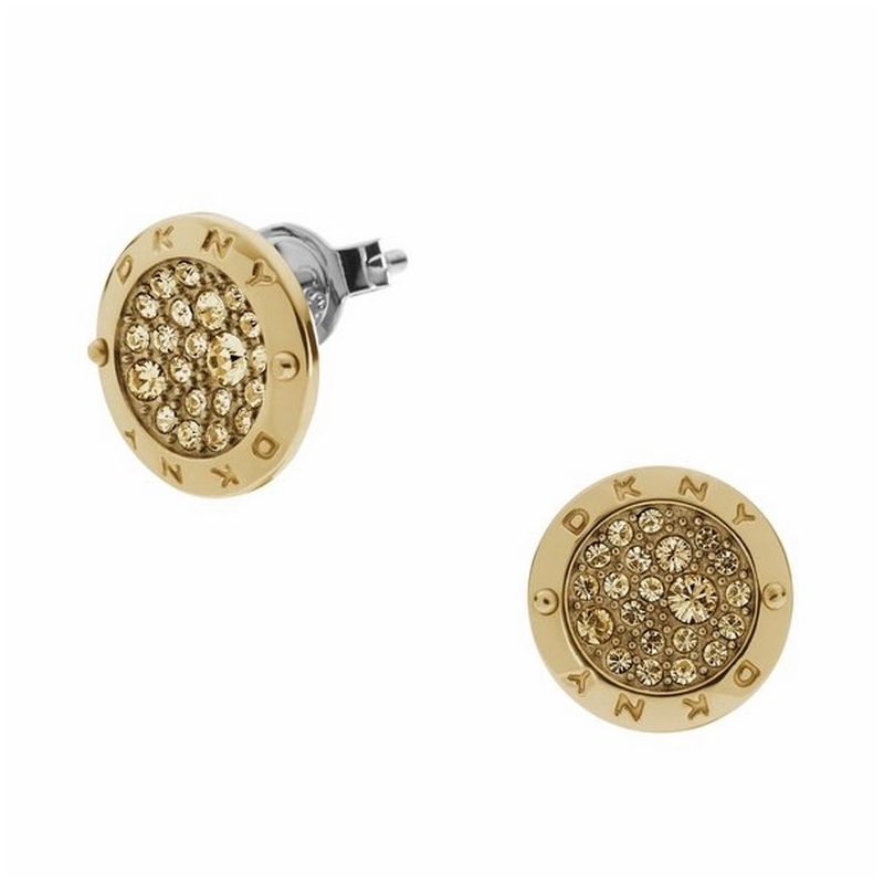 Pendientes DKNY de acero dorado oro amarillo y circonitas NJ2016040