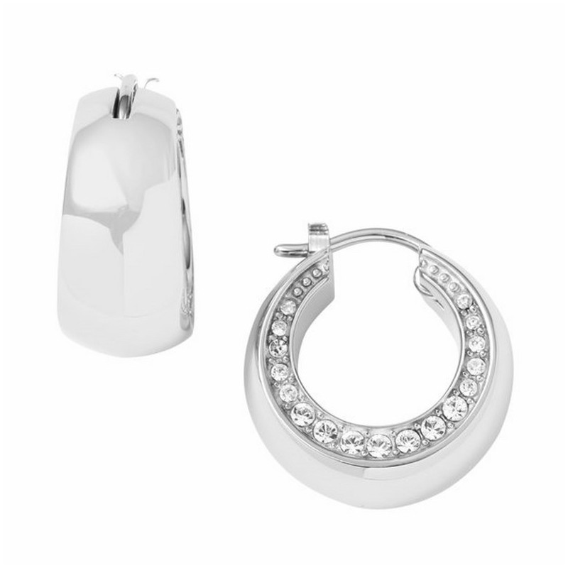 Pendientes DKNY de acero, tipo medio aro, con circonitas NJ1793040