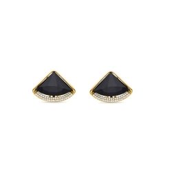 Pendientes triangulares dorados con piedra negra Vasev de Luxenter, SGEW57401.