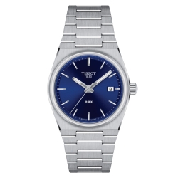 Reloj Tissot PRX cuarzo y acero con esfera azul 35mm, T1372101104100.