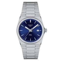 Reloj Tissot PRX cuarzo y acero con esfera azul 35mm, T1372101104100.