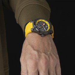 Reloj Lotus Vortex con fase lunar y correa de silicona amarilla, 18946/1.