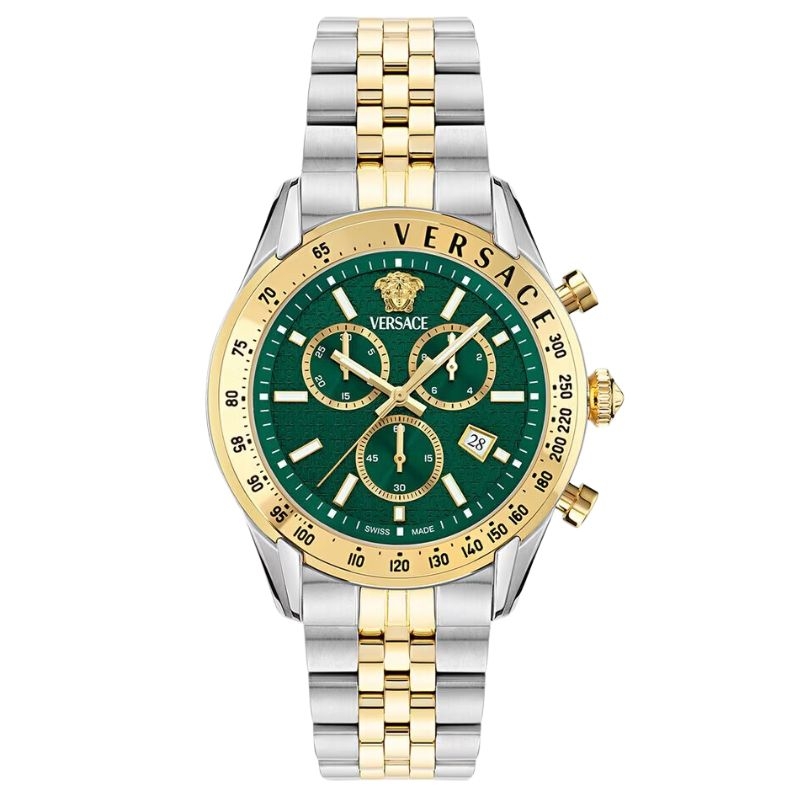 Reloj Versace Chrono Master de hombres bicolor y esfera verde, VE8R00524.