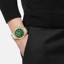 Reloj Versace Chrono Master de hombres bicolor y esfera verde, VE8R00524.