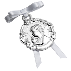 Medalla de cuna en plata de ley con Niño Jesús, de Pedro Durán