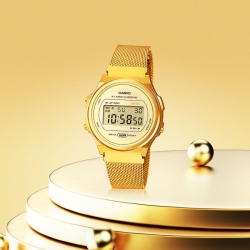 Reloj Casio Vintage unisex dorado con caja redonda, A171WEMG-9AEF.